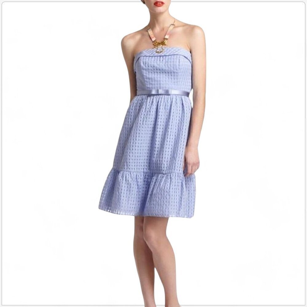 Anthropologie Hitherto Catherina Blue Perwinkle Blue Strapless Belted Dress 2